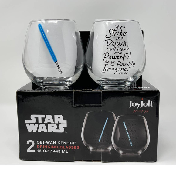 Disney Star Wars Obi-Wan Kenobi and Darth Vader Stemless Wine glasses Set of 4 - Picture 2 of 6
